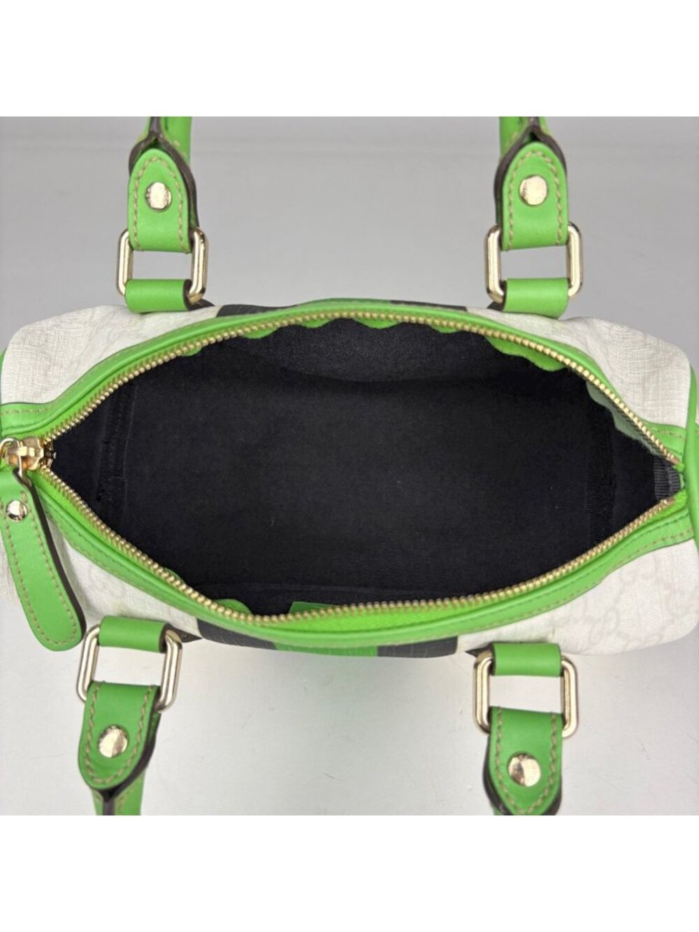 Gucci GG Pattern Handbag Joy Line Mini Boston Supreme White Green Black - Picture 9 of 9